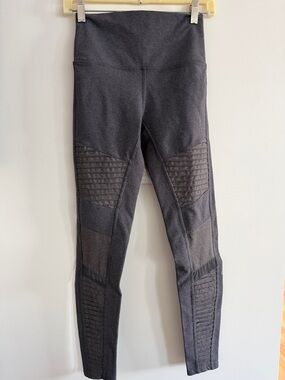 ALO Yoga Women's Charcoal Moto-Panel Leggings